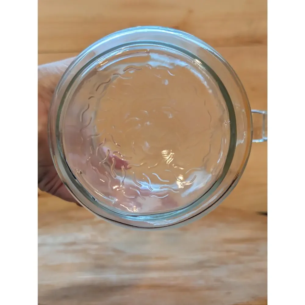 Vintage Glass Water Pitcher White Lid Insert 1.4L Carafe Made in France